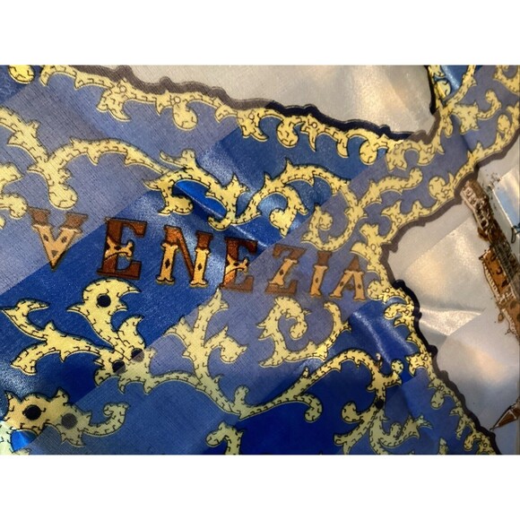 Italy landmarks scarf 40x40” blue/gold - Picture 2 of 11